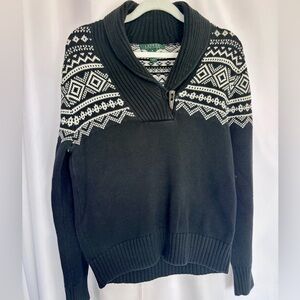 Lauren Ralph Lauren Vintage style Black Aztec Patterned Ski Resort Sweater